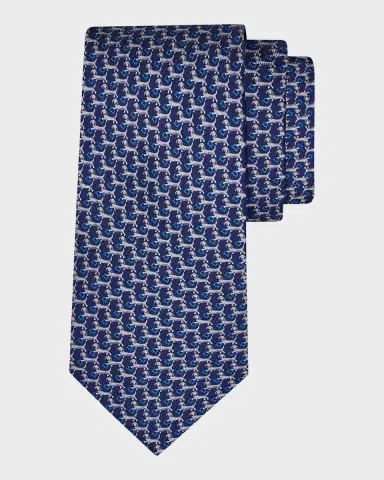 Ferragamo Men's Dachshund Silk and Wool Tie | Thumbnail 2 Ferragamo Men's Dachshund Silk and Wool Tie | Thumbnail 2
