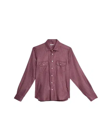 Kiton Men's Cashmere and Silk Small Check Overshirt | Thumbnail 1 Kiton Men's Cashmere and Silk Small Check Overshirt | Thumbnail 1
