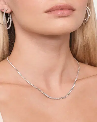 Lana 14K White Gold Flawless Graduating Diamond Tennis Necklace, 17"L | Thumbnail 2 Lana 14K White Gold Flawless Graduating Diamond Tennis Necklace, 17"L | Thumbnail 2
