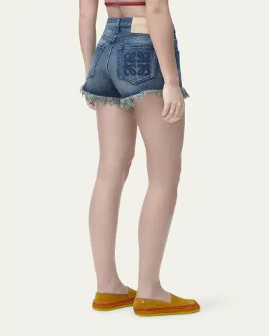 Loewe Anagram Detail Frayed Denim Shorts | Thumbnail 3 Loewe Anagram Detail Frayed Denim Shorts | Thumbnail 3