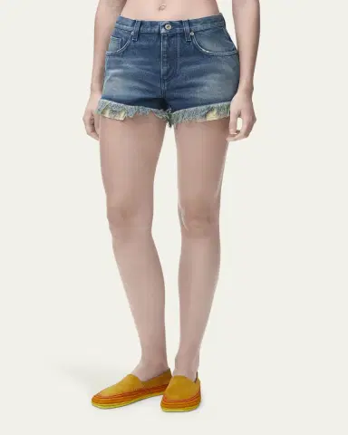 Loewe Anagram Detail Frayed Denim Shorts | Thumbnail 4 Loewe Anagram Detail Frayed Denim Shorts | Thumbnail 4