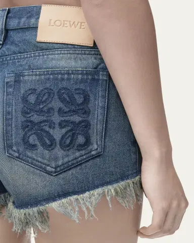 Loewe Anagram Detail Frayed Denim Shorts | Thumbnail 5 Loewe Anagram Detail Frayed Denim Shorts | Thumbnail 5