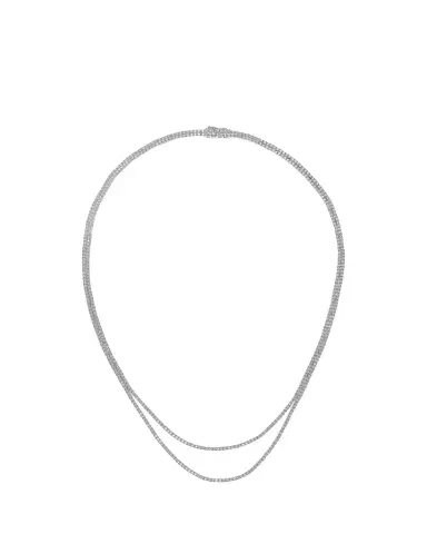 Lana 14K White Gold Skinny Double Strand Diamond Tennis Necklace, 15"L | Thumbnail 1 Lana 14K White Gold Skinny Double Strand Diamond Tennis Necklace, 15"L | Thumbnail 1