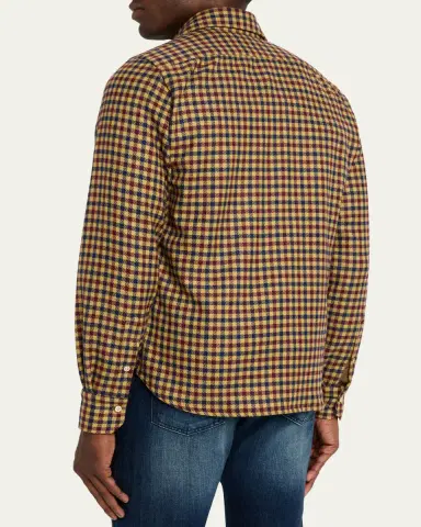 Kiton Men's Cashmere Check Two-Pocket Overshirt | Thumbnail 3 Kiton Men's Cashmere Check Two-Pocket Overshirt | Thumbnail 3
