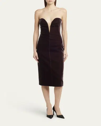 TOM FORD Plunging Strapless Velvet Dress | Thumbnail 2 TOM FORD Plunging Strapless Velvet Dress | Thumbnail 2
