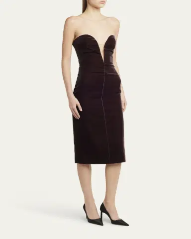 TOM FORD Plunging Strapless Velvet Dress | Thumbnail 4 TOM FORD Plunging Strapless Velvet Dress | Thumbnail 4