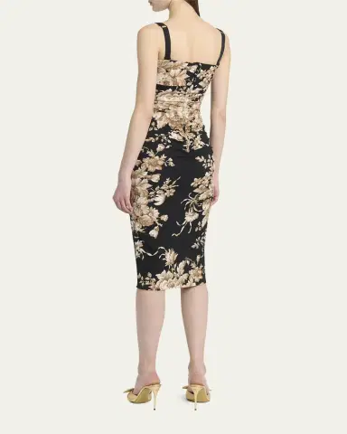 Dolce & Gabbana Floral Charmeuse Ruched Sleeveless Dress | Thumbnail 3 Dolce & Gabbana Floral Charmeuse Ruched Sleeveless Dress | Thumbnail 3