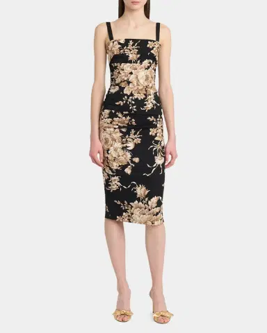 Dolce & Gabbana Floral Charmeuse Ruched Sleeveless Dress | Thumbnail 6 Dolce & Gabbana Floral Charmeuse Ruched Sleeveless Dress | Thumbnail 6