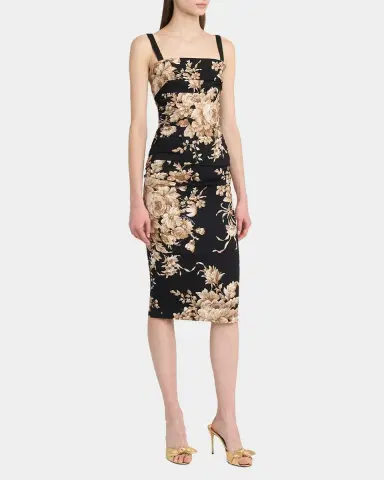 Dolce & Gabbana Floral Charmeuse Ruched Sleeveless Dress | Thumbnail 8 Dolce & Gabbana Floral Charmeuse Ruched Sleeveless Dress | Thumbnail 8