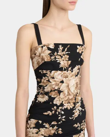 Dolce & Gabbana Floral Charmeuse Ruched Sleeveless Dress | Thumbnail 9 Dolce & Gabbana Floral Charmeuse Ruched Sleeveless Dress | Thumbnail 9