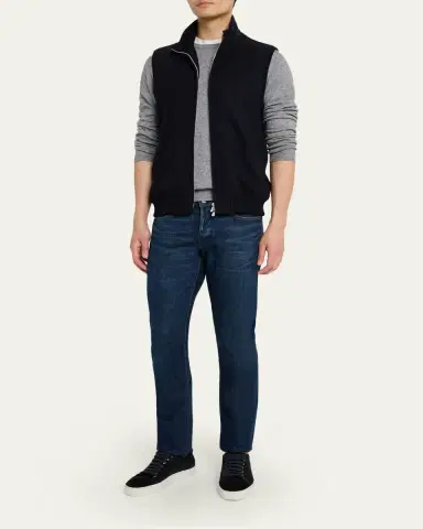 Mandelli Men's Cashmere Jersey Full-Zip Vest | Thumbnail 2 Mandelli Men's Cashmere Jersey Full-Zip Vest | Thumbnail 2