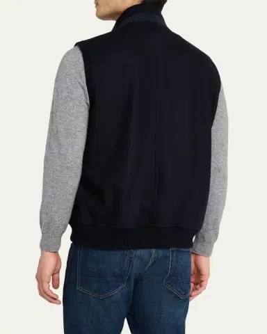 Mandelli Men's Cashmere Jersey Full-Zip Vest | Thumbnail 3 Mandelli Men's Cashmere Jersey Full-Zip Vest | Thumbnail 3
