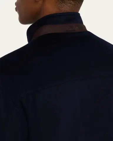 Mandelli Men's Beaver Cashmere Suede-Trim Full-Zip Blouson | Thumbnail 4 Mandelli Men's Beaver Cashmere Suede-Trim Full-Zip Blouson | Thumbnail 4