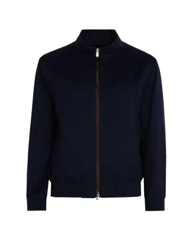 Mandelli Men's Beaver Cashmere Suede-Trim Full-Zip Blouson | Thumbnail 1 Mandelli Men's Beaver Cashmere Suede-Trim Full-Zip Blouson | Thumbnail 1