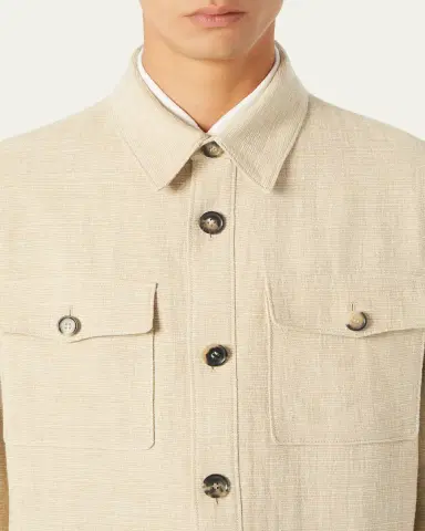 Loro Piana Men's Clem Summer Linen and Silk Shirt Jacket | Thumbnail 5 Loro Piana Men's Clem Summer Linen and Silk Shirt Jacket | Thumbnail 5