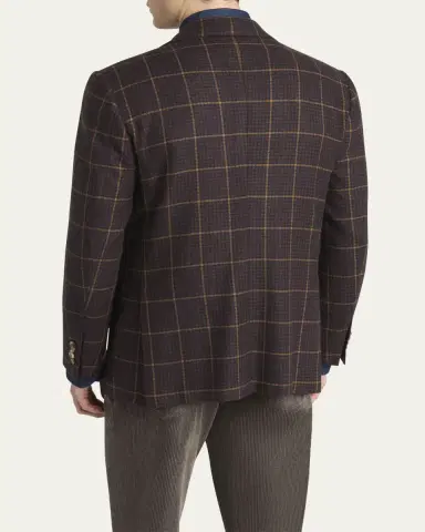 Kiton Men's Cashmere Windowpane Check Single-Breasted Sport Coat | Thumbnail 3 Kiton Men's Cashmere Windowpane Check Single-Breasted Sport Coat | Thumbnail 3