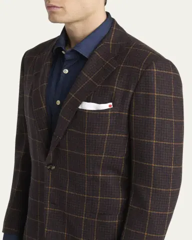 Kiton Men's Cashmere Windowpane Check Single-Breasted Sport Coat | Thumbnail 5 Kiton Men's Cashmere Windowpane Check Single-Breasted Sport Coat | Thumbnail 5