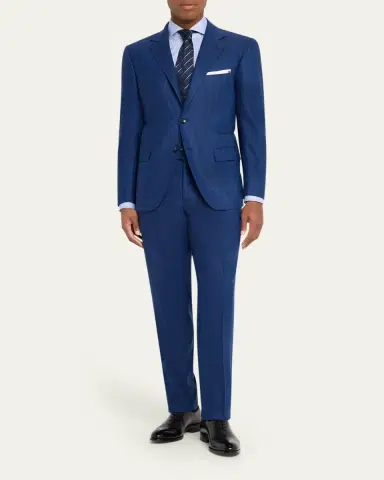 Kiton Men's Wool and Cashmere Ticweave Two-Piece Suit | Thumbnail 2 Kiton Men's Wool and Cashmere Ticweave Two-Piece Suit | Thumbnail 2