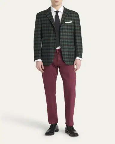 Kiton Men's Cashmere and Silk Check Single-Breasted Sport Coat | Thumbnail 2 Kiton Men's Cashmere and Silk Check Single-Breasted Sport Coat | Thumbnail 2
