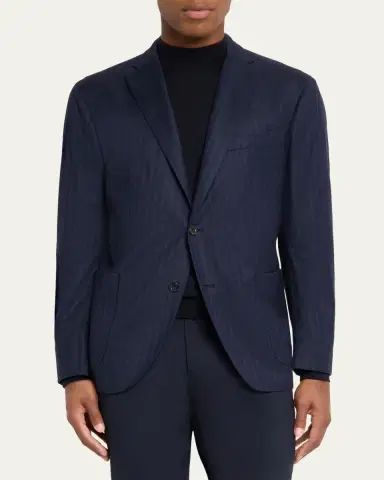 Boglioli Men's Wool and Silk Herringbone Notch-Lapel Sport Coat | Thumbnail 4 Boglioli Men's Wool and Silk Herringbone Notch-Lapel Sport Coat | Thumbnail 4