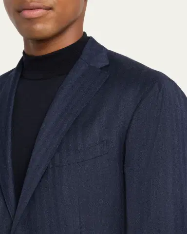 Boglioli Men's Wool and Silk Herringbone Notch-Lapel Sport Coat | Thumbnail 5 Boglioli Men's Wool and Silk Herringbone Notch-Lapel Sport Coat | Thumbnail 5