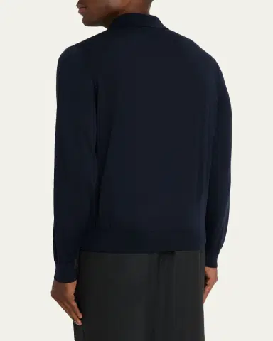 Fioroni Men's Fine Merino Wool Long-Sleeve Polo Shirt | Thumbnail 3 Fioroni Men's Fine Merino Wool Long-Sleeve Polo Shirt | Thumbnail 3