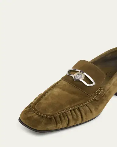 Christian Louboutin Men's Mocallista Suede Red-Sole Penny Loafers | Thumbnail 3 Christian Louboutin Men's Mocallista Suede Red-Sole Penny Loafers | Thumbnail 3