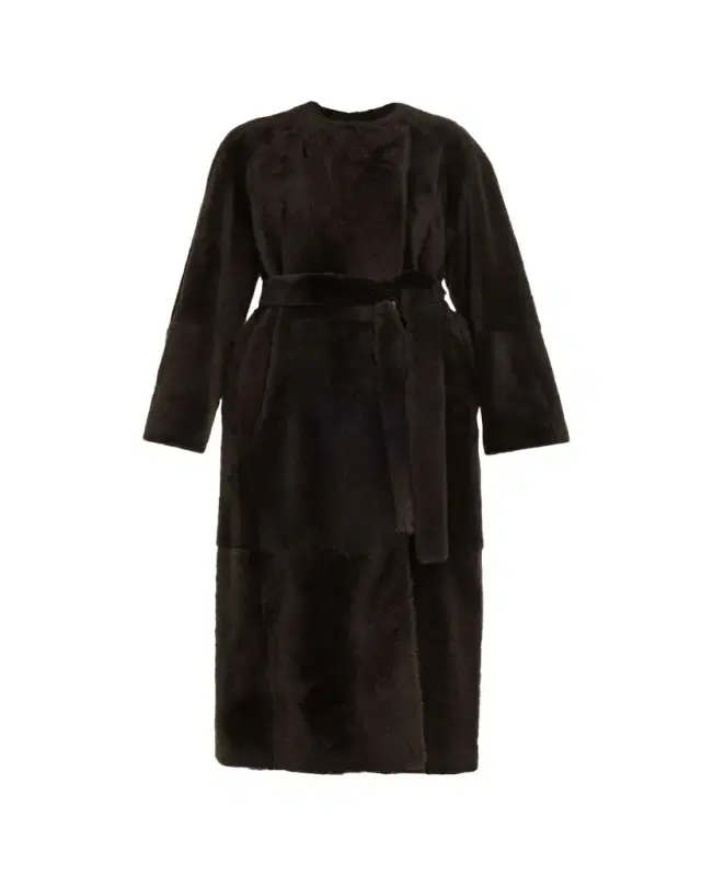 Madelina Belted Lamb Shearling Long Coat Madelina Belted Lamb Shearling Long Coat