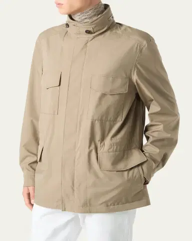 Loro Piana Men's Traveller Storm System Microfiber Field Jacket with Hood | Thumbnail 4 Loro Piana Men's Traveller Storm System Microfiber Field Jacket with Hood | Thumbnail 4
