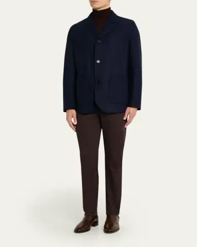 Maurizio Baldassari Men's Wool and Nylon Notch-Lapel Car Coat | Thumbnail 2 Maurizio Baldassari Men's Wool and Nylon Notch-Lapel Car Coat | Thumbnail 2