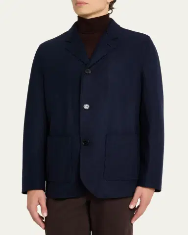 Maurizio Baldassari Men's Wool and Nylon Notch-Lapel Car Coat | Thumbnail 4 Maurizio Baldassari Men's Wool and Nylon Notch-Lapel Car Coat | Thumbnail 4