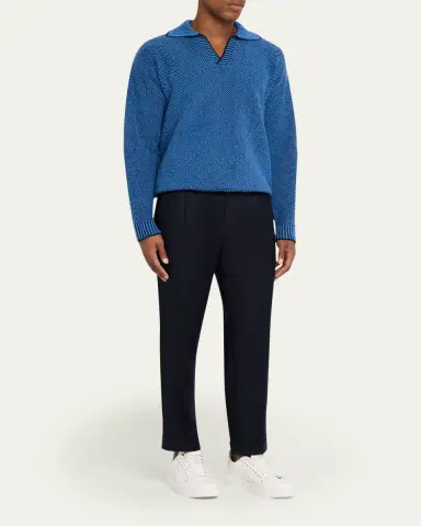 KNT Men's Wool Stretch Pleated Drawstring Trousers | Thumbnail 2 KNT Men's Wool Stretch Pleated Drawstring Trousers | Thumbnail 2