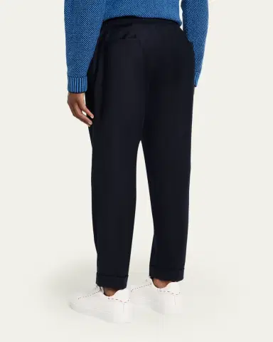 KNT Men's Wool Stretch Pleated Drawstring Trousers | Thumbnail 3 KNT Men's Wool Stretch Pleated Drawstring Trousers | Thumbnail 3