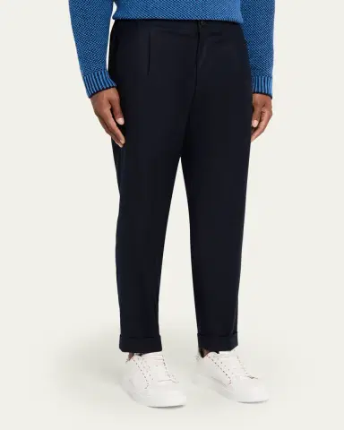 KNT Men's Wool Stretch Pleated Drawstring Trousers | Thumbnail 4 KNT Men's Wool Stretch Pleated Drawstring Trousers | Thumbnail 4