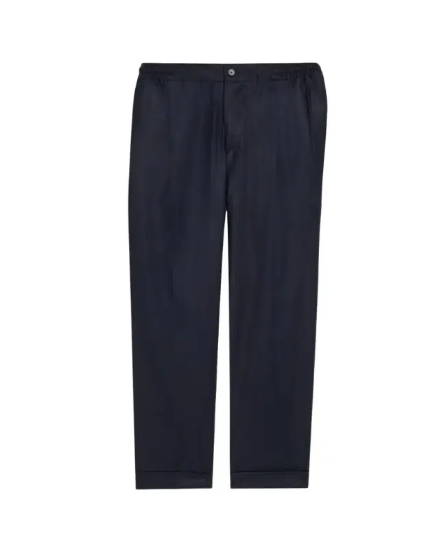 Men's Wool Stretch Pleated Drawstring Trousers Men's Wool Stretch Pleated Drawstring Trousers