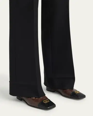 Valentino Garavani Men's Babouchoes Ostrich and Lizard Cap-Toe Loafers | Thumbnail 2 Valentino Garavani Men's Babouchoes Ostrich and Lizard Cap-Toe Loafers | Thumbnail 2