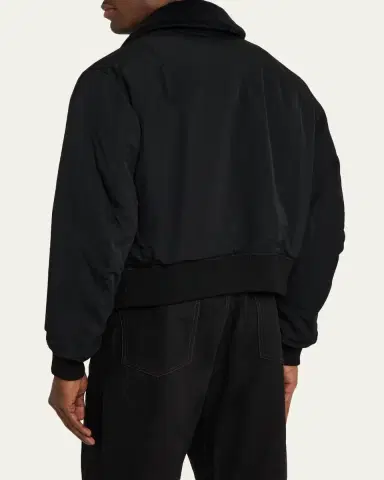 Yohji Yamamoto Men's Wool Gabardine Flight Jacket with Removable Faux Fur Collar | Thumbnail 3 Yohji Yamamoto Men's Wool Gabardine Flight Jacket with Removable Faux Fur Collar | Thumbnail 3