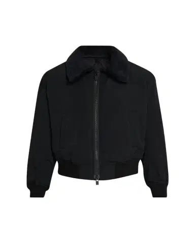 Yohji Yamamoto Men's Wool Gabardine Flight Jacket with Removable Faux Fur Collar | Thumbnail 1 Yohji Yamamoto Men's Wool Gabardine Flight Jacket with Removable Faux Fur Collar | Thumbnail 1