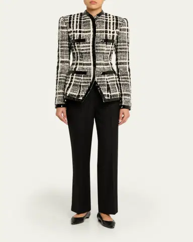 LaQuan Smith Check Tweed Single-Breasted Tailored Jacket | Thumbnail 2 LaQuan Smith Check Tweed Single-Breasted Tailored Jacket | Thumbnail 2