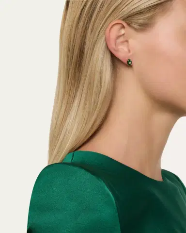 Sydney Evan 14K Carved Malachite and Diamond Evil Eye Earrings | Thumbnail 2 Sydney Evan 14K Carved Malachite and Diamond Evil Eye Earrings | Thumbnail 2