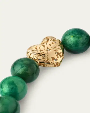 Sydney Evan 14K Puffy Icon Wallpaper Heart on Green Bead Bracelet | Thumbnail 3 Sydney Evan 14K Puffy Icon Wallpaper Heart on Green Bead Bracelet | Thumbnail 3