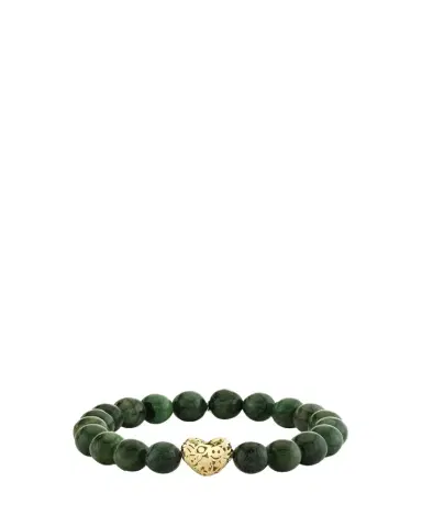 Sydney Evan 14K Puffy Icon Wallpaper Heart on Green Bead Bracelet | Thumbnail 1 Sydney Evan 14K Puffy Icon Wallpaper Heart on Green Bead Bracelet | Thumbnail 1