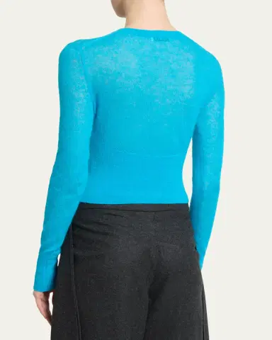 Alaïa Mohair-Blend Crewneck Cardigan | Thumbnail 3 Alaïa Mohair-Blend Crewneck Cardigan | Thumbnail 3