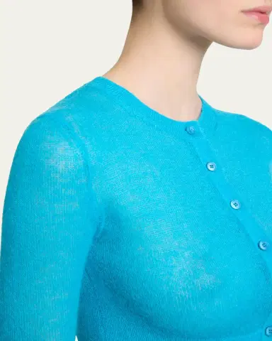 Alaïa Mohair-Blend Crewneck Cardigan | Thumbnail 5 Alaïa Mohair-Blend Crewneck Cardigan | Thumbnail 5