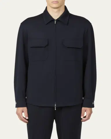 Loro Piana Men's Vellano Wool and Nylon Zip Overshirt | Thumbnail 2 Loro Piana Men's Vellano Wool and Nylon Zip Overshirt | Thumbnail 2