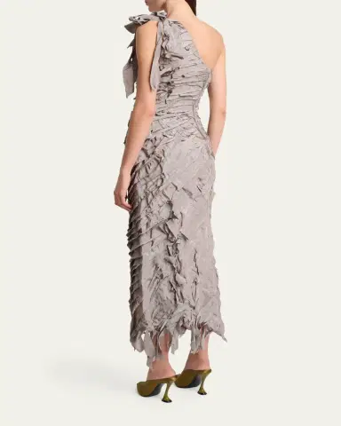 Lanvin One-Shoulder Tiered Ribbon Midi Dress | Thumbnail 3 Lanvin One-Shoulder Tiered Ribbon Midi Dress | Thumbnail 3