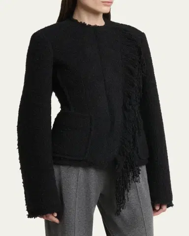 Lanvin Fringed Collarless Boucle Jacket | Thumbnail 4 Lanvin Fringed Collarless Boucle Jacket | Thumbnail 4