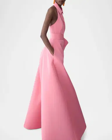Carolina Herrera Sleeveless Collared Halter Gown With Belt | Thumbnail 6 Carolina Herrera Sleeveless Collared Halter Gown With Belt | Thumbnail 6