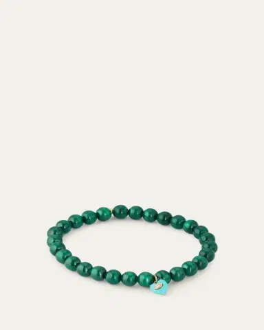 Sydney Evan 14K Diamond Marquise Turquoise Heart on Malachite Bracelet | Thumbnail 4 Sydney Evan 14K Diamond Marquise Turquoise Heart on Malachite Bracelet | Thumbnail 4