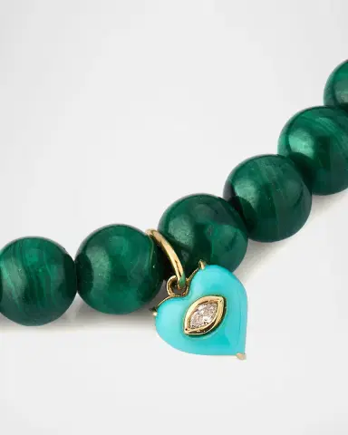 Sydney Evan 14K Diamond Marquise Turquoise Heart on Malachite Bracelet | Thumbnail 6 Sydney Evan 14K Diamond Marquise Turquoise Heart on Malachite Bracelet | Thumbnail 6